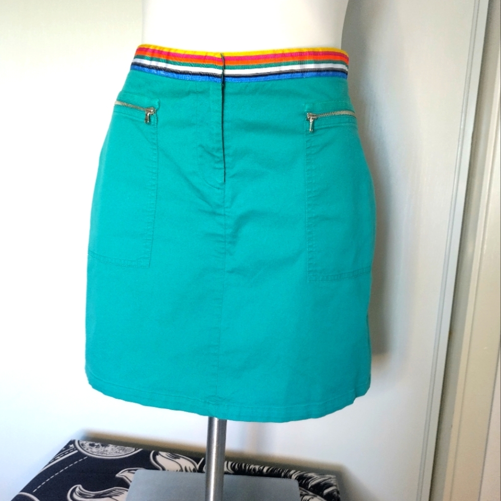 JOSEPHINE CHAUS Vintage Petite Rainbow Aqua Mini Skirt